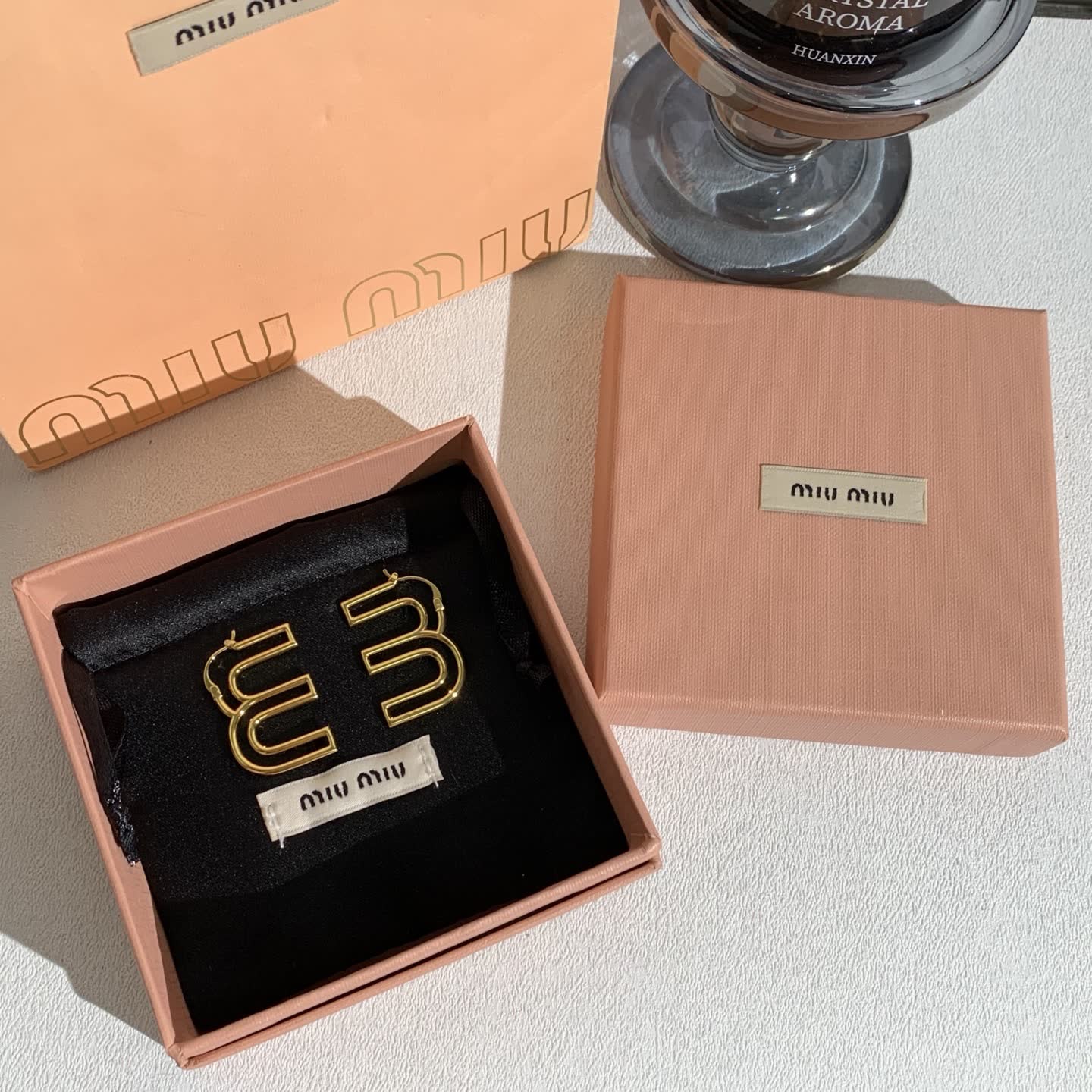 Miu Miu Gold 'U' Shape Earrings